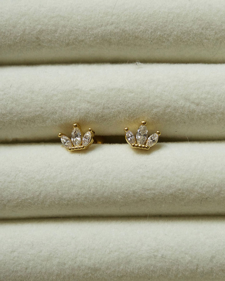 Stainless Steel - Camellia Gold Stud Earrings - Katherynloche