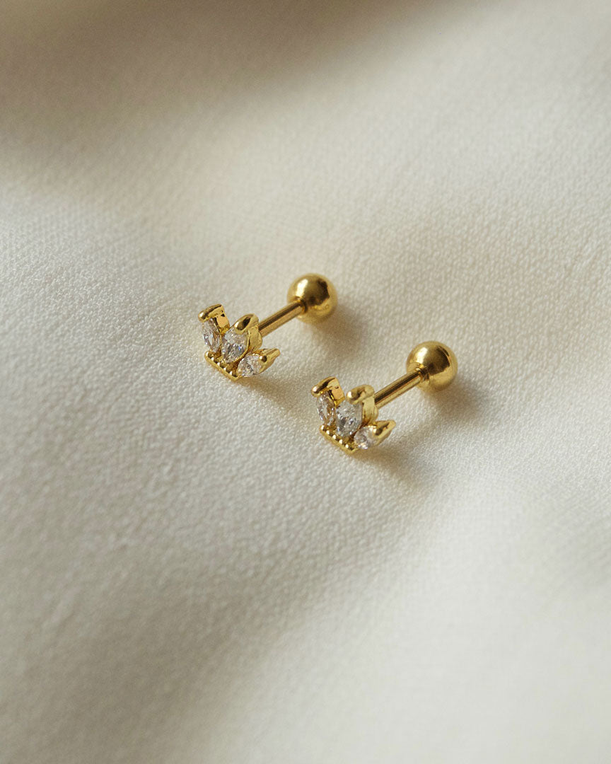 Stainless Steel - Camellia Gold Stud Earrings - Katherynloche