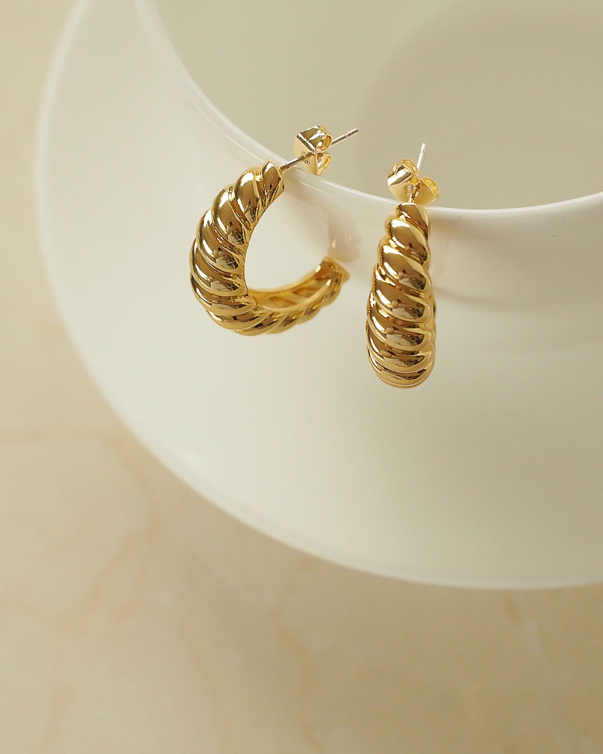 18k Gold Plated - Croissant Open Hoop Earrings - Katherynloche