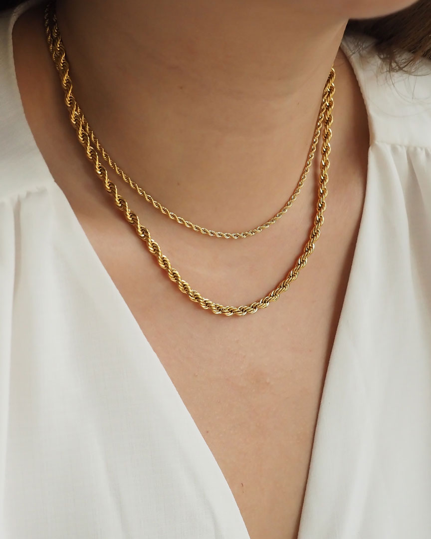 18K gold plated - Gold Rope Chain (2 sizes) - Katherynloche