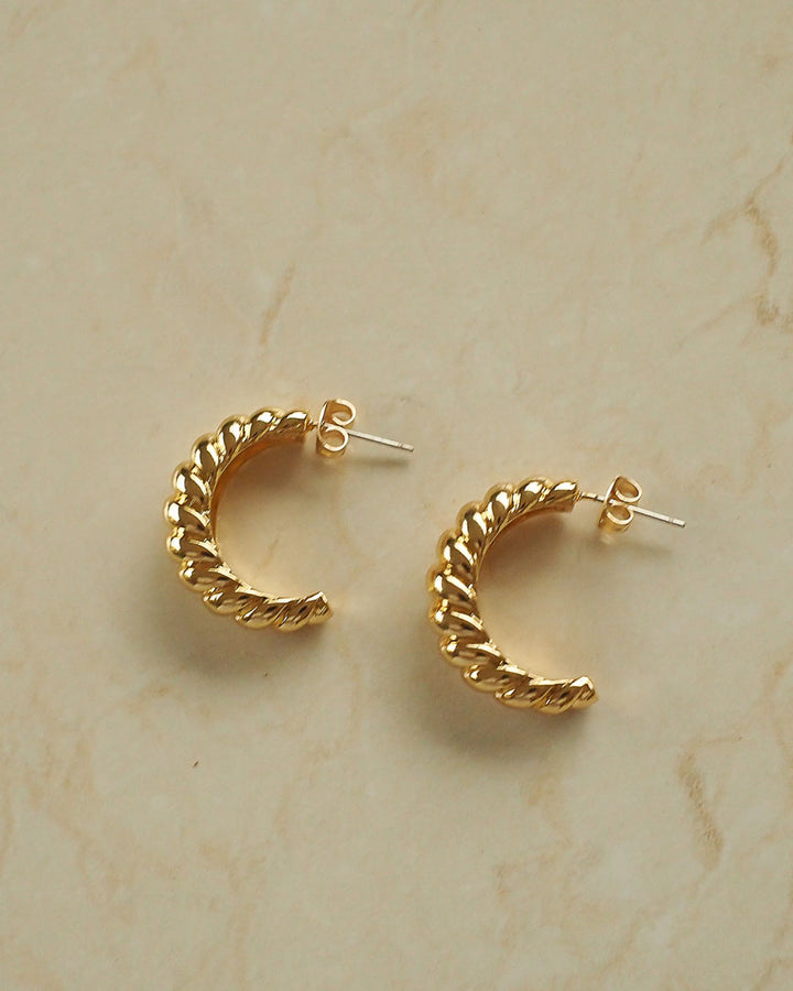 18k Gold Plated - Croissant Open Hoop Earrings - Katherynloche