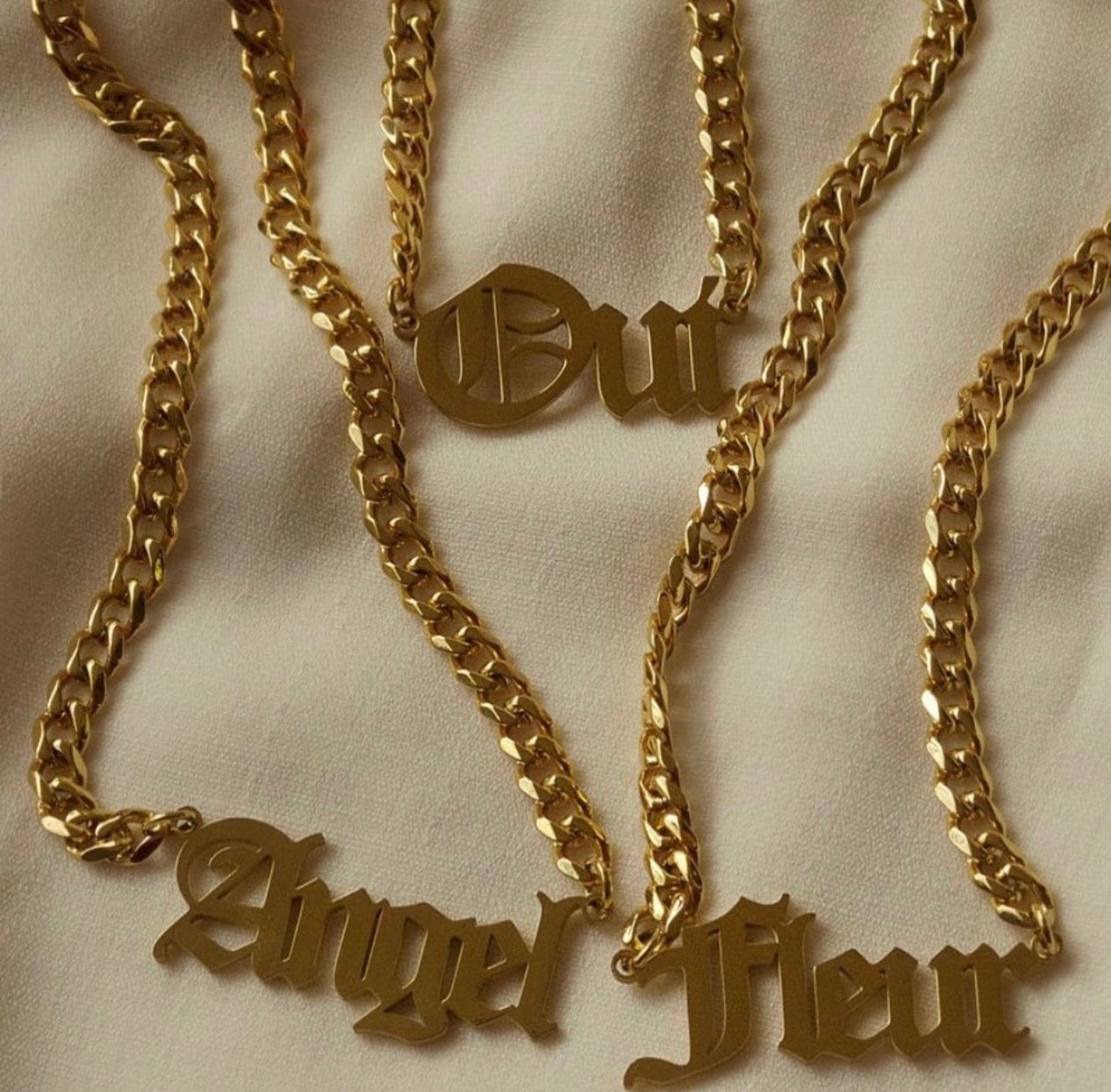 18k gold plated - Gothic Personalised Nameplate Necklace (Made to Order ...