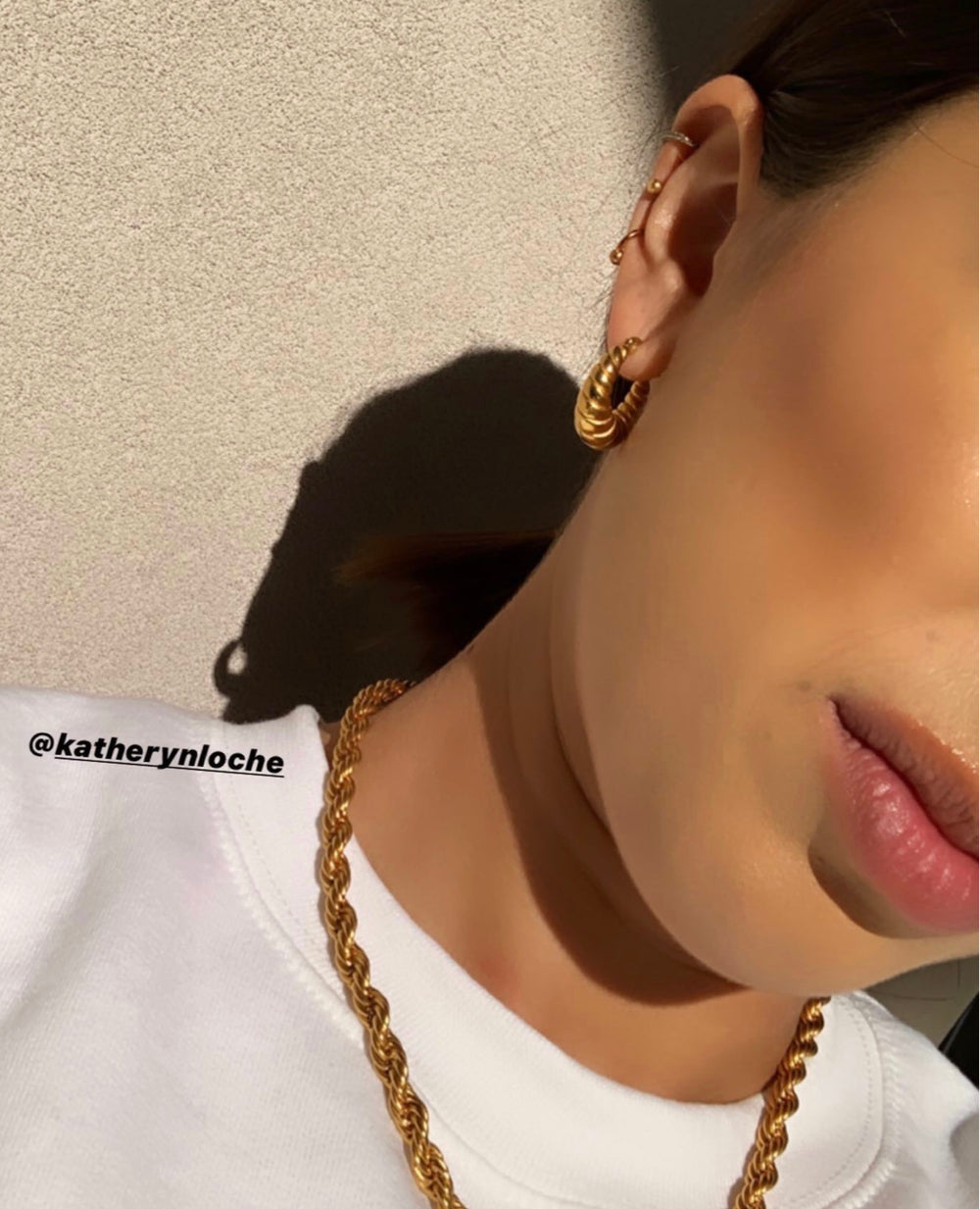 18k Gold Plated - Croissant Hoop Earrings - Katherynloche