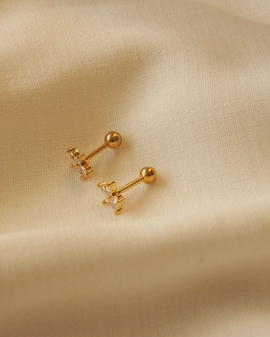 Stainless Steel - Jasmine Gold Stud Earrings - Katherynloche