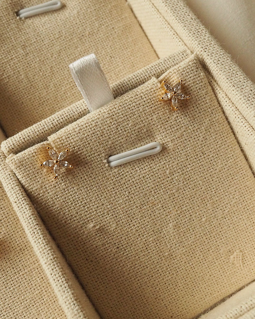 Stainless Steel - Jasmine Gold Stud Earrings - Katherynloche