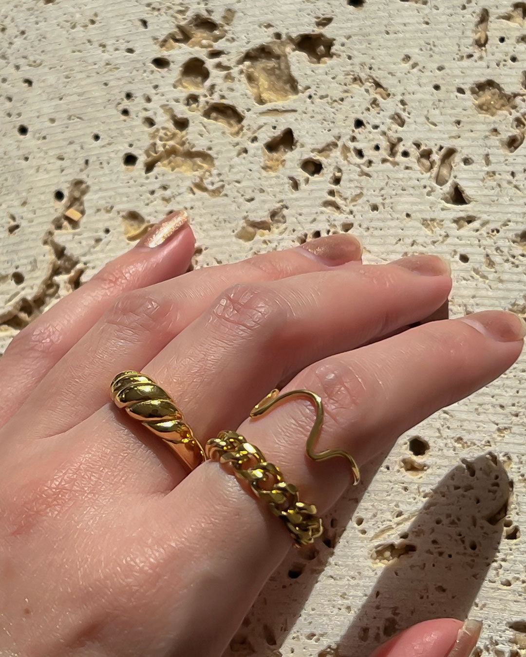 18K gold plated - Chain gold ring - Katherynloche