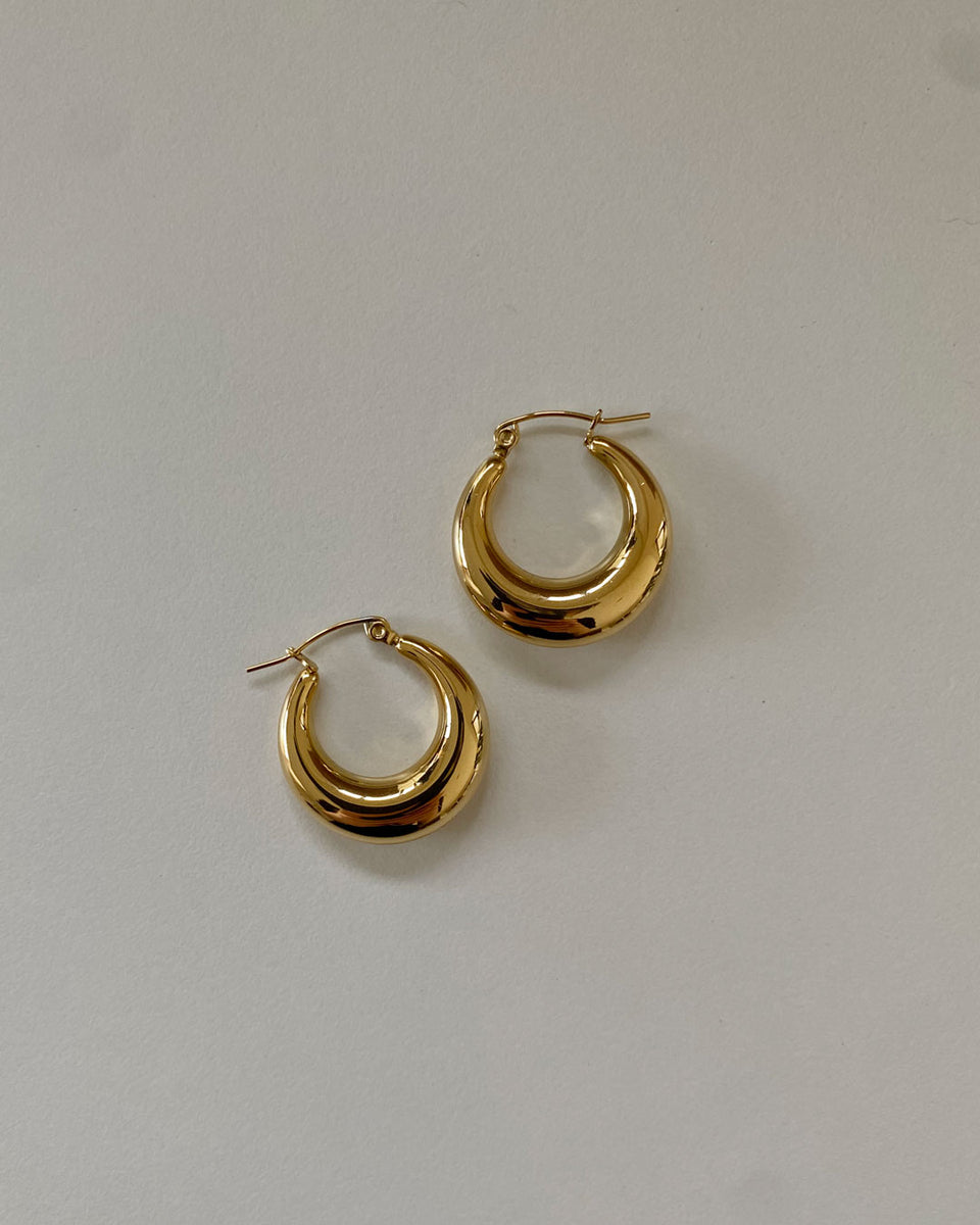 18K gold plated - Cali Puff Hoop Earrings | Katherynloche