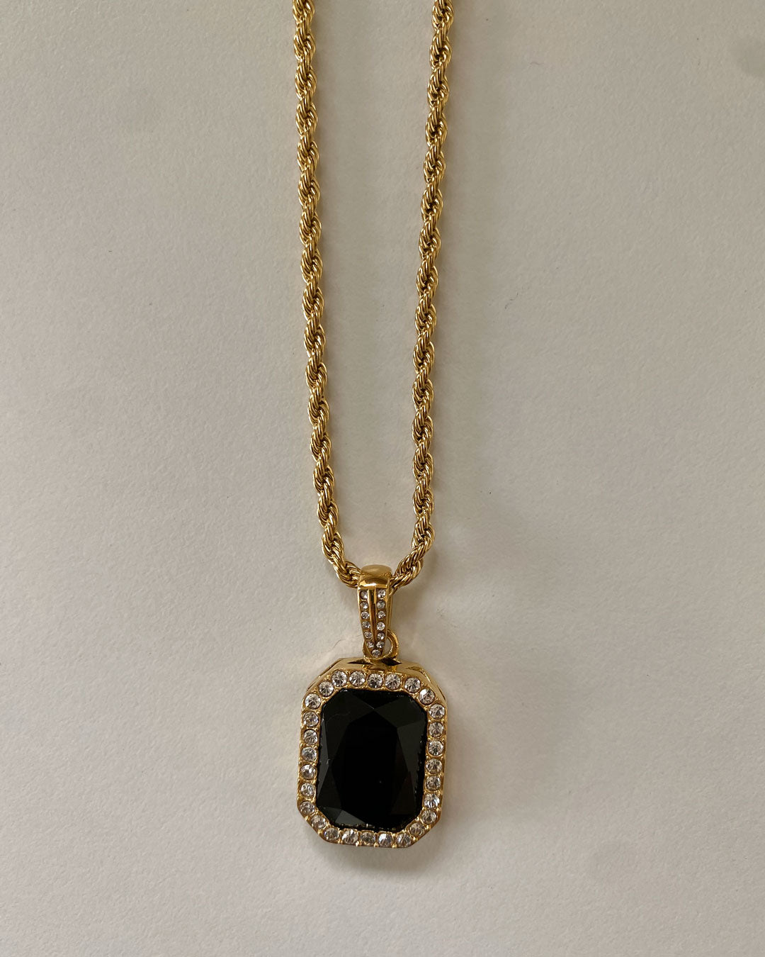 18K gold plated - Onyx pendant necklace - Katherynloche