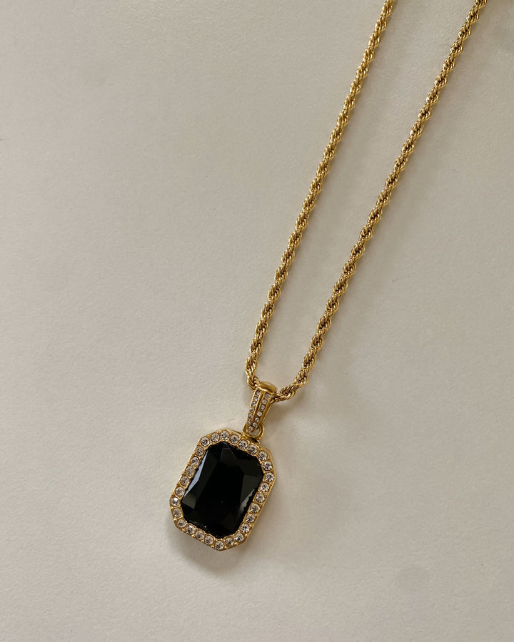 18K gold plated - Onyx pendant necklace - Katherynloche