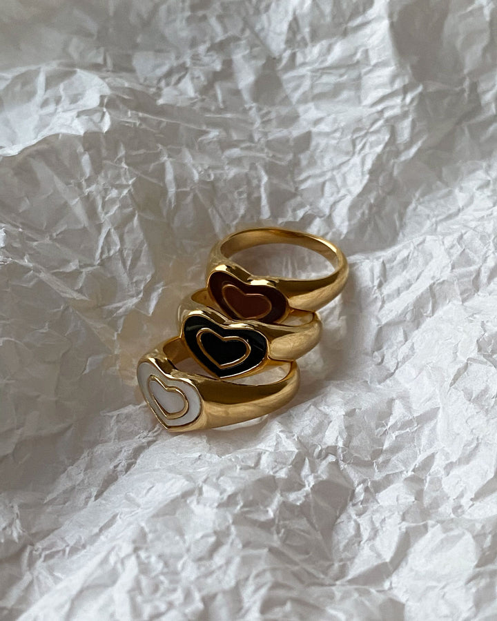 18k gold plated - Heart Signet ring - Katherynloche