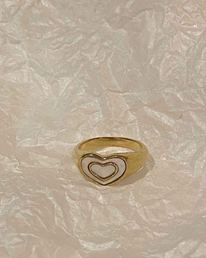 18k gold plated - Heart Signet ring - Katherynloche