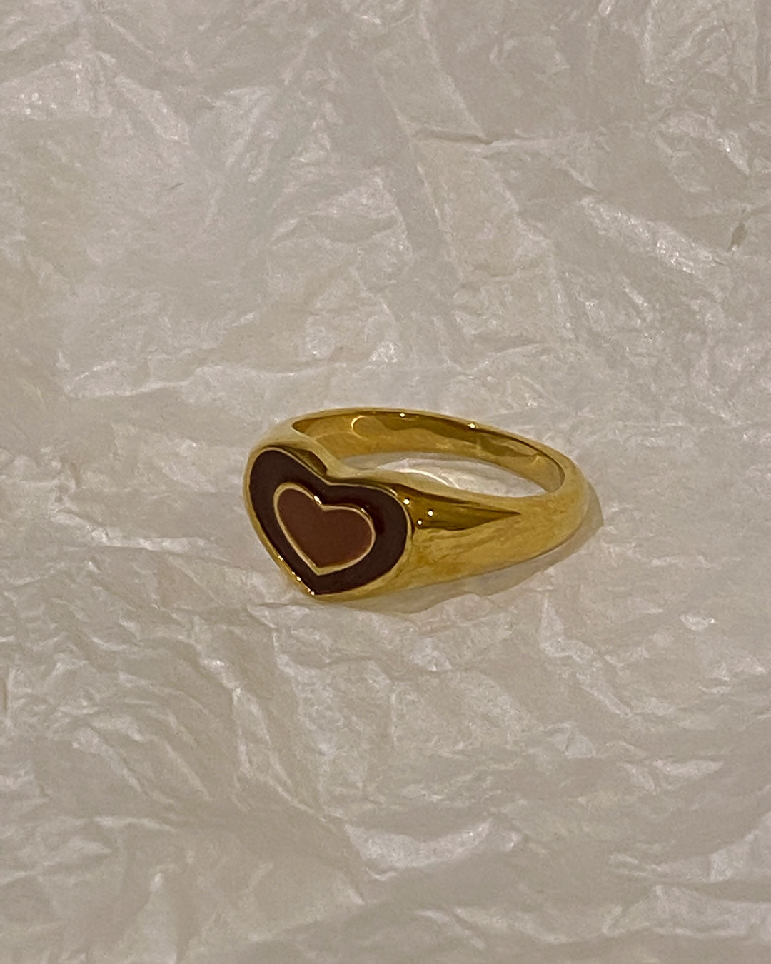 18k gold plated - Heart Signet ring - Katherynloche