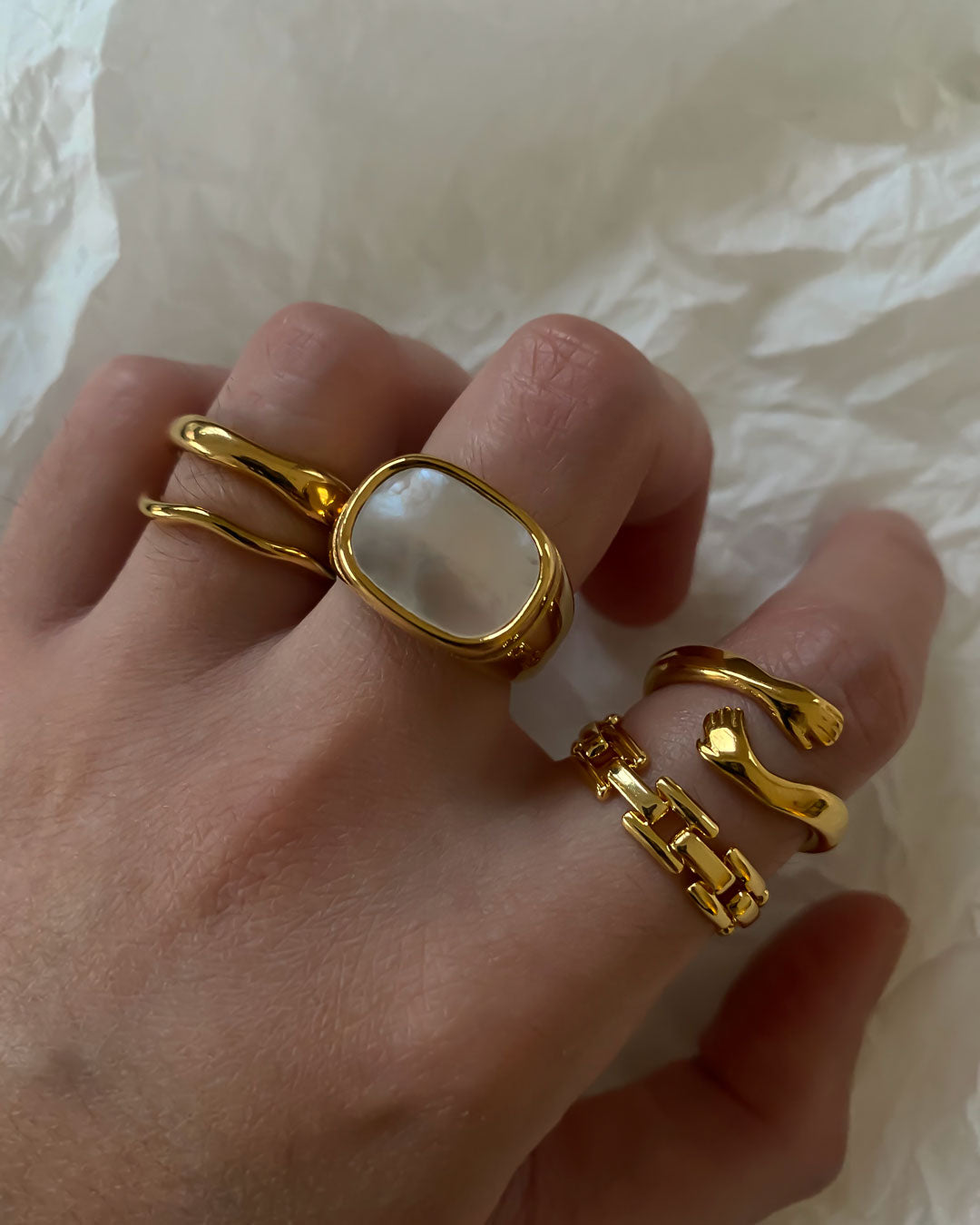 18K Gold Plated - Monica Stone Ring - Katherynloche