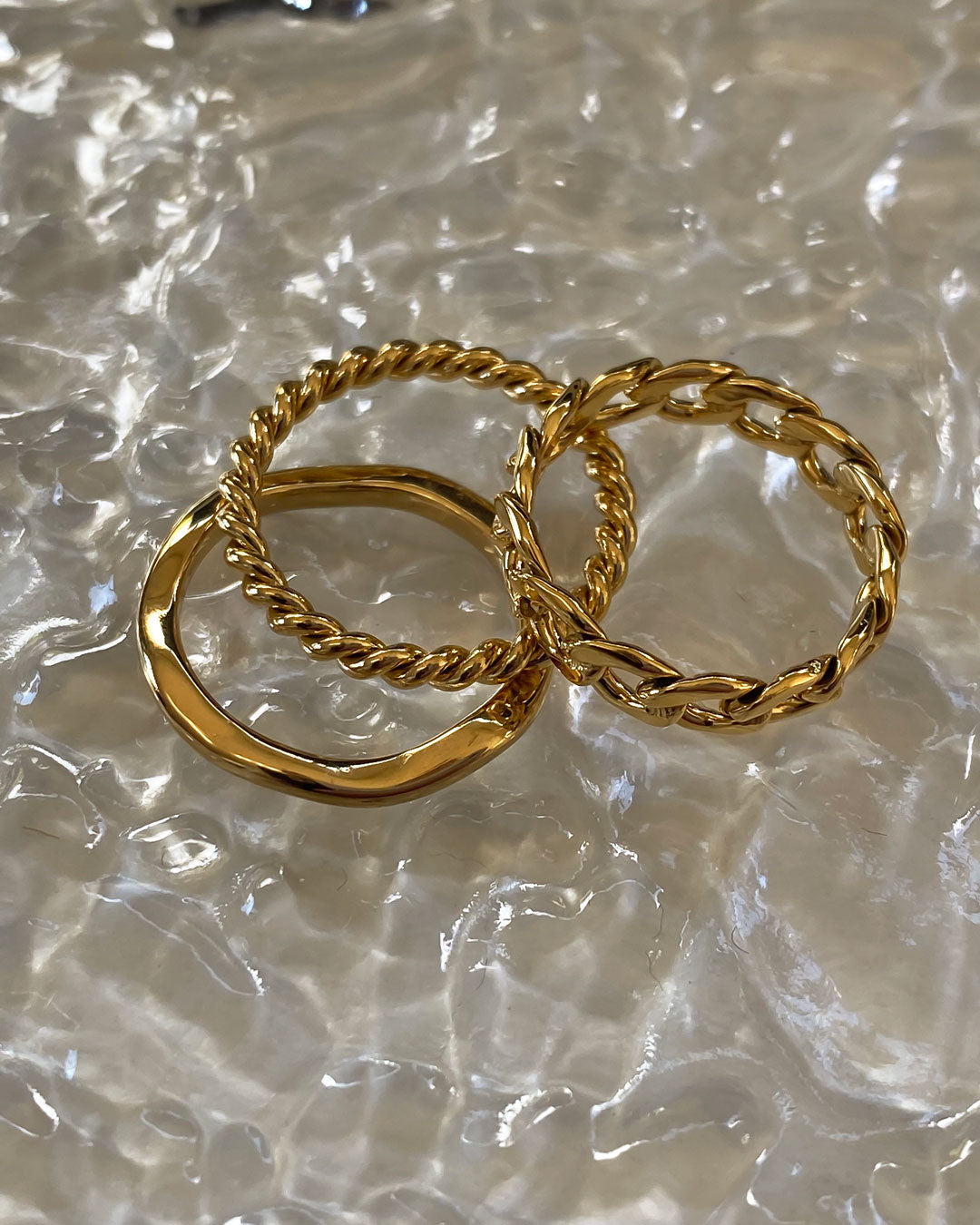 18k Gold Plated - Stackable Twisted Gold Ring - Katherynloche