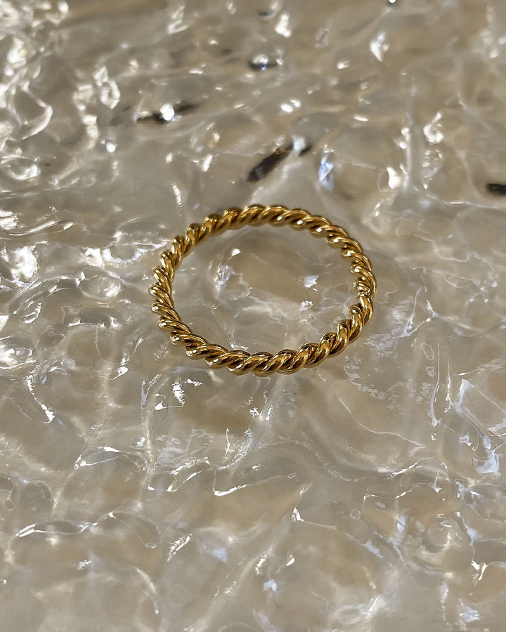 18k Gold Plated - Stackable Twisted Gold Ring - Katherynloche