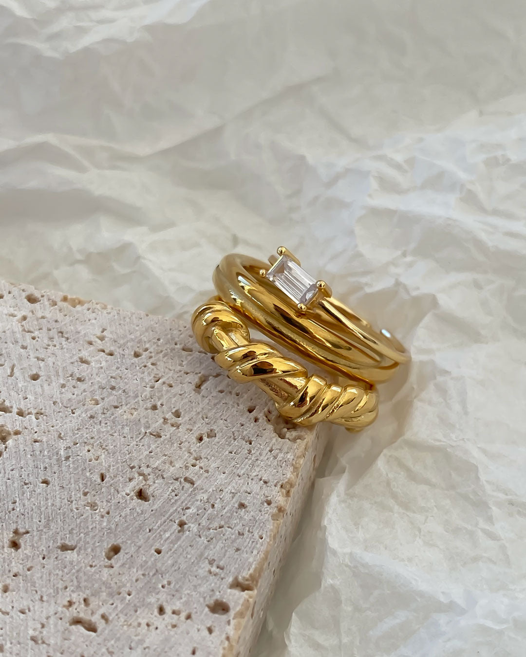 18K gold plated - Elli Large Twist stacker Ring - Katherynloche