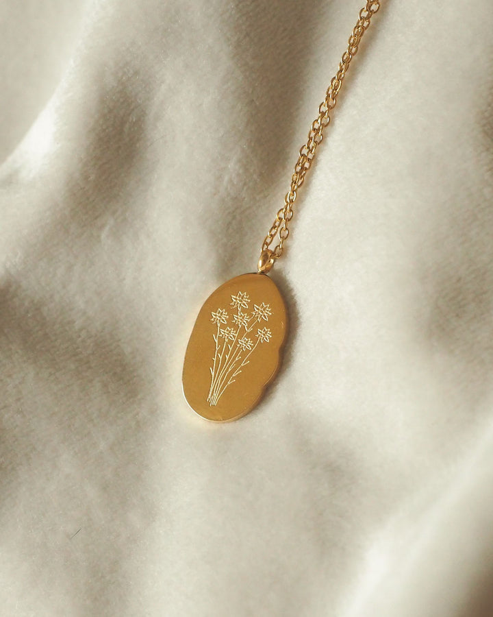 18k gold plated - Birth month flower necklace - Katherynloche