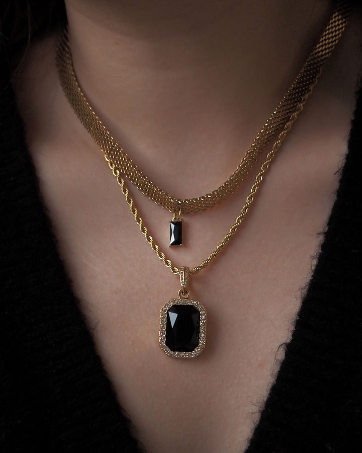 18K gold plated - Onyx pendant necklace - Katherynloche