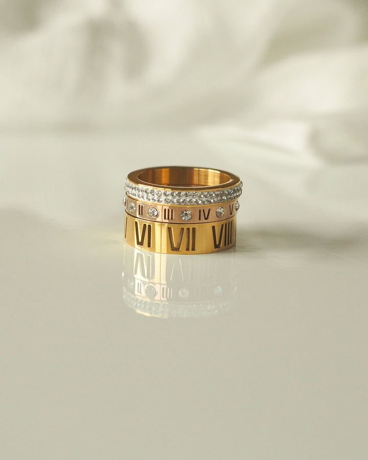 18k gold plated - Roman Gold Ring set (mixed colours) - Katherynloche