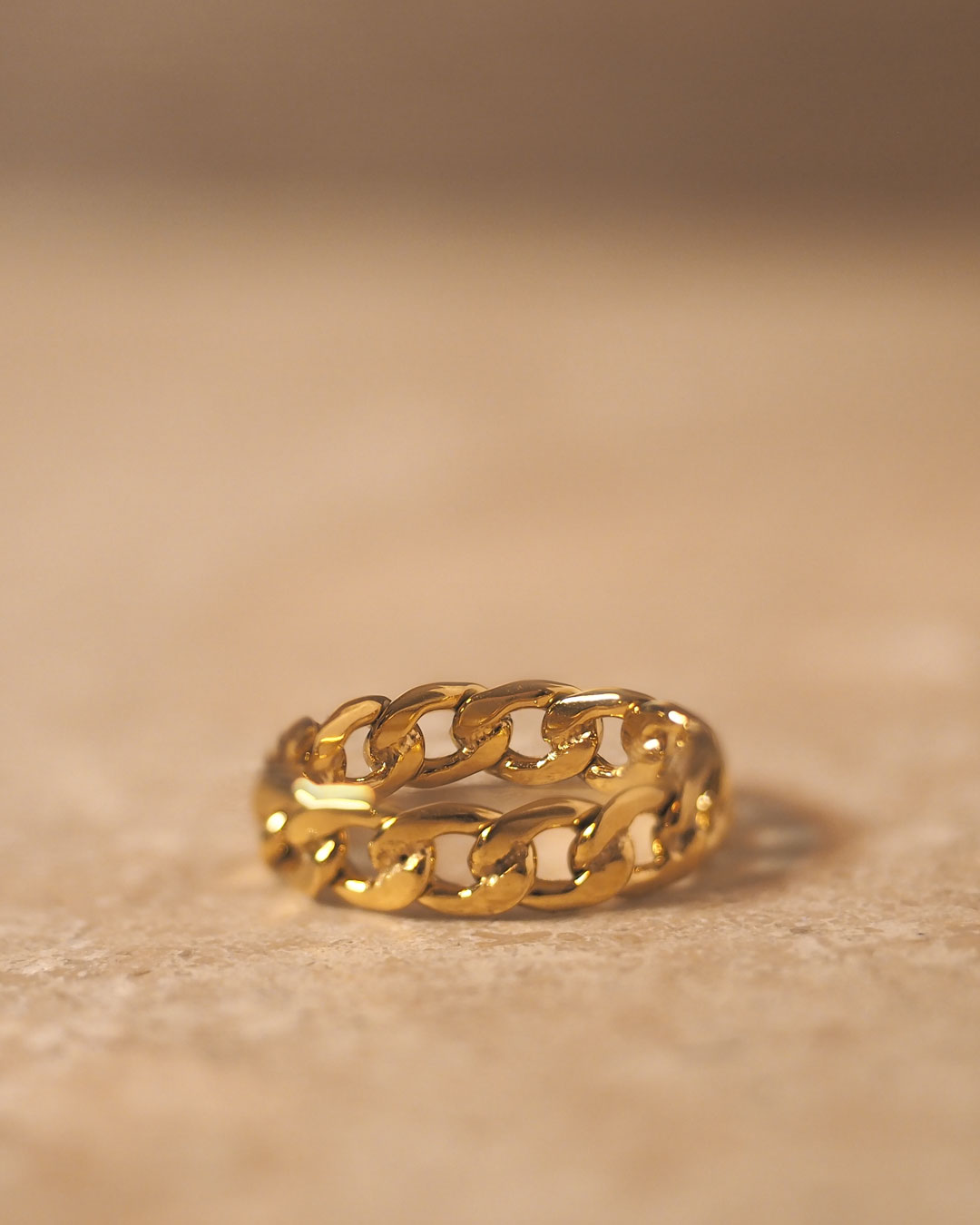 18k Gold plated - Curb Chain Gold Ring - Katherynloche