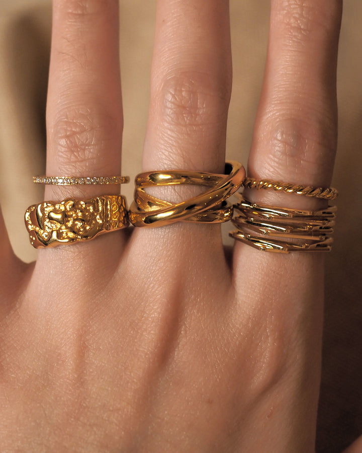 18k Gold Plated - Stackable Twisted Gold Ring - Katherynloche