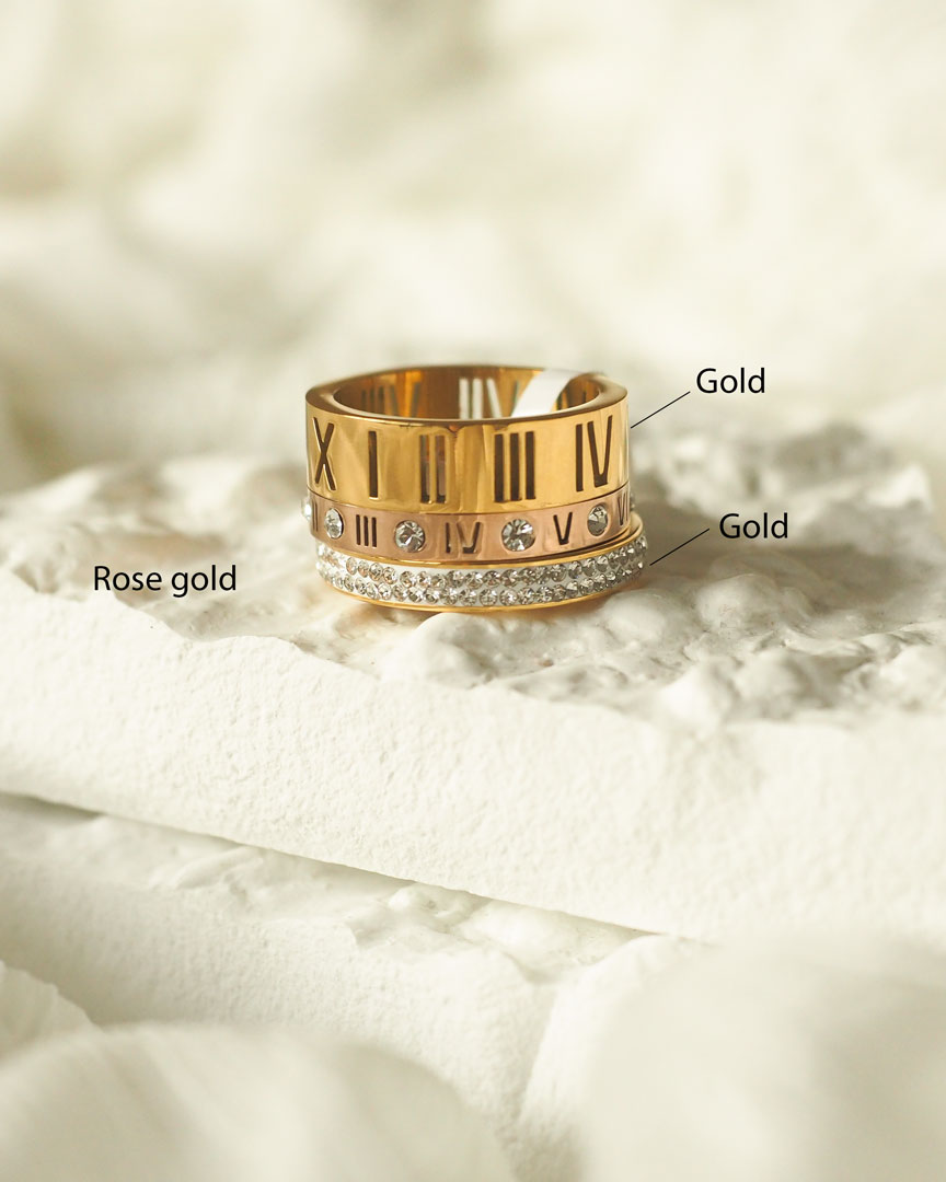 18k gold plated - Roman Gold Ring set (mixed colours) - Katherynloche