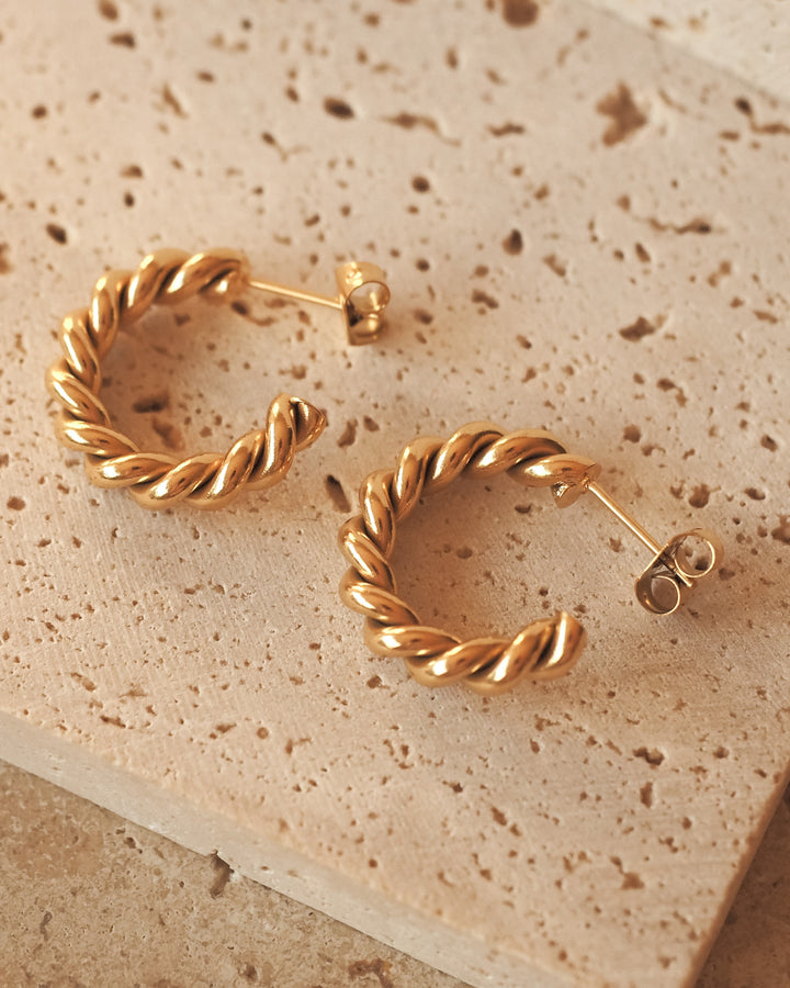 18K gold plated - Gold twisted Hoop earrings - Katherynloche