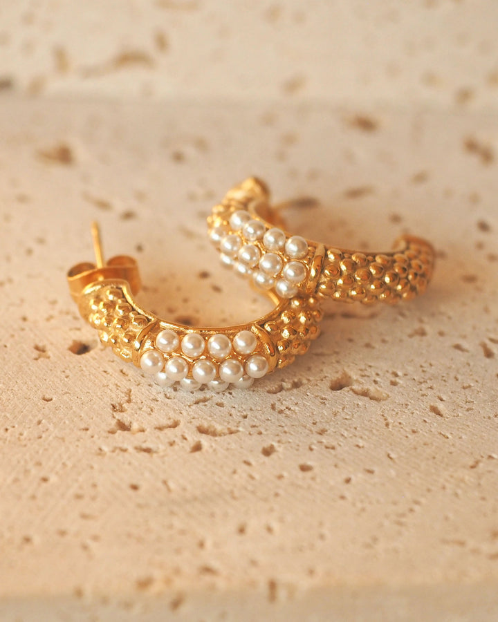 18k gold plated - Pearl Hoop earrings - Katherynloche