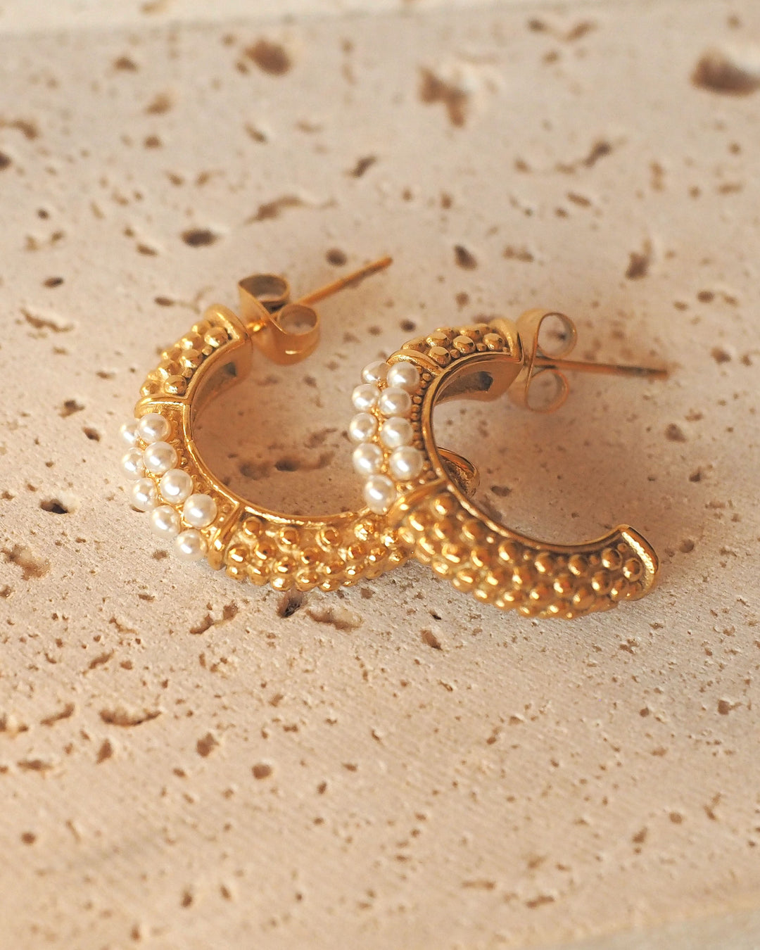 18k gold plated - Pearl Hoop earrings - Katherynloche