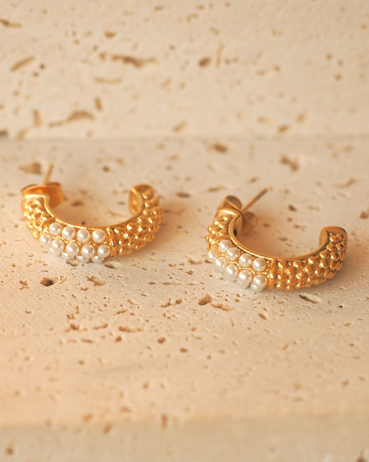 18k gold plated - Pearl Hoop earrings - Katherynloche