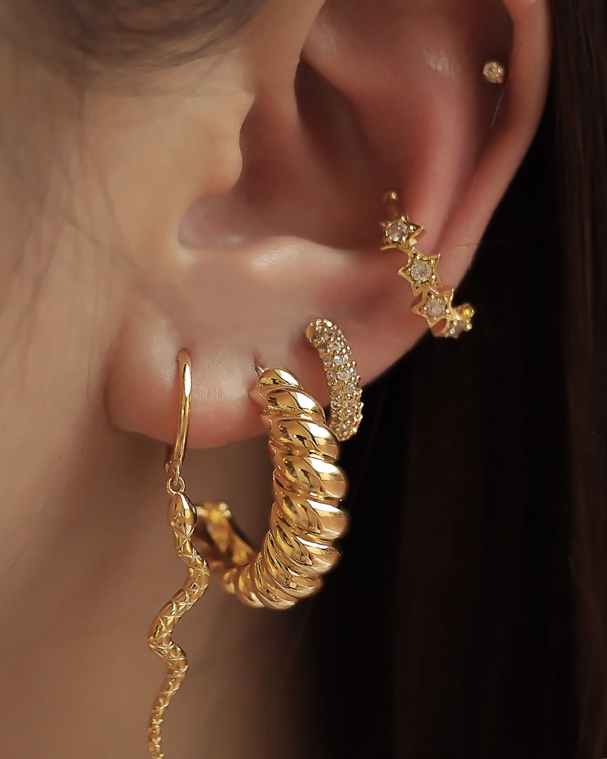 18k Gold Plated - Croissant Open Hoop Earrings - Katherynloche