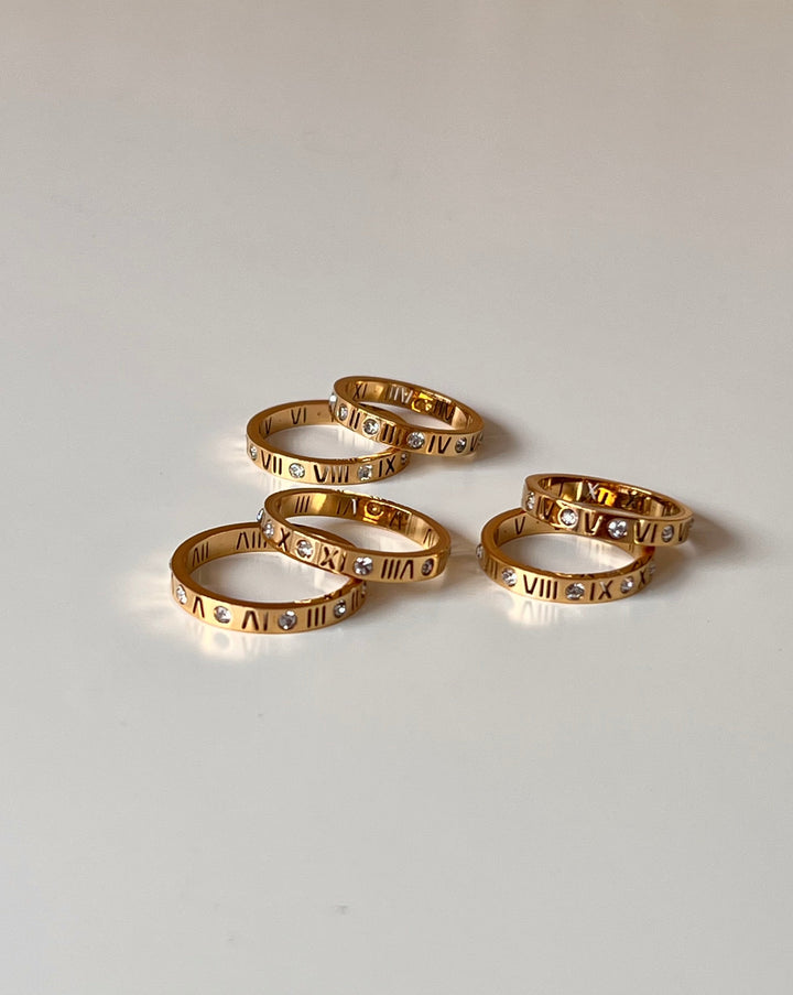 18k gold plated - Roman Numeral Ring Band - Katherynloche