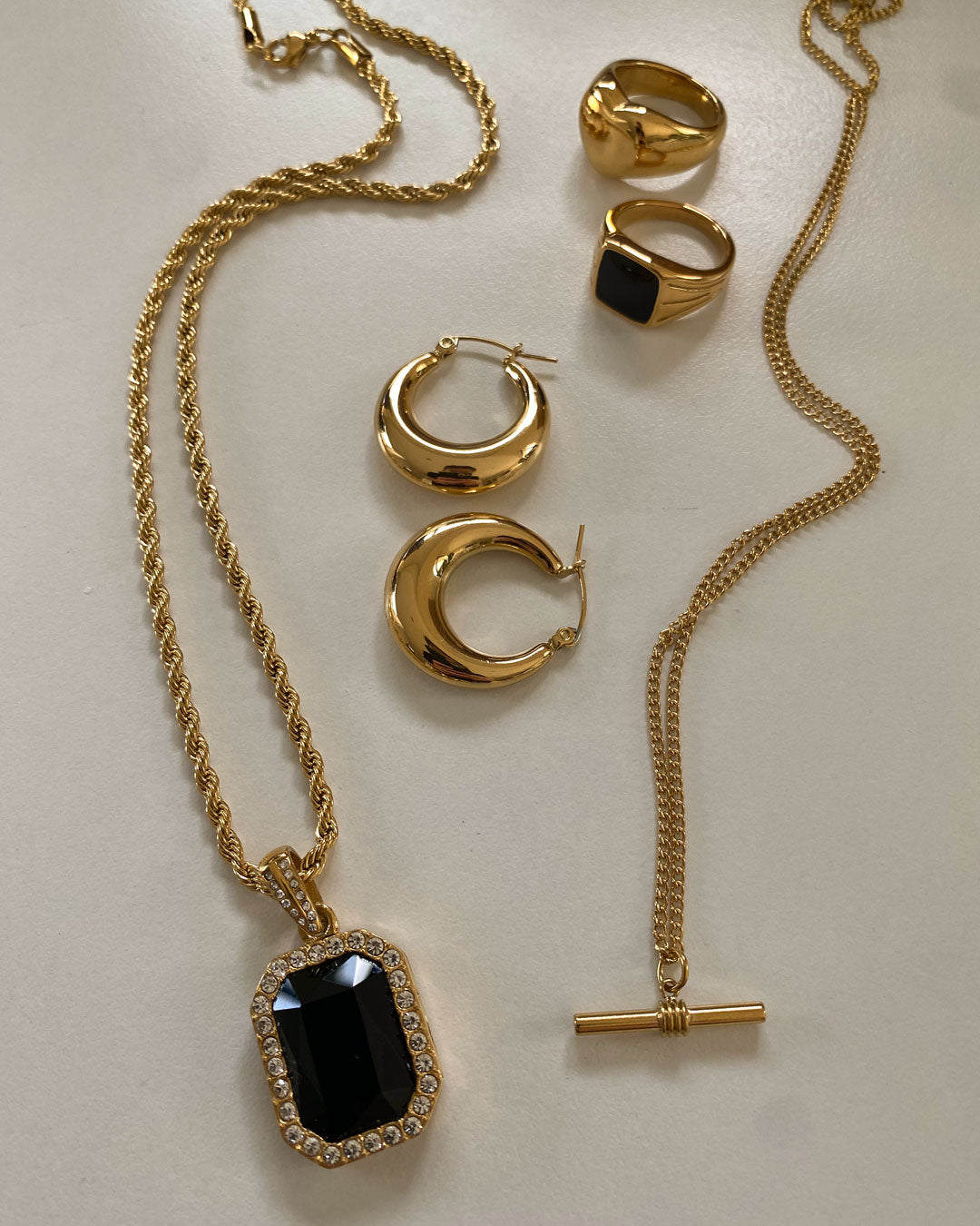 18K gold plated - Onyx pendant necklace - Katherynloche