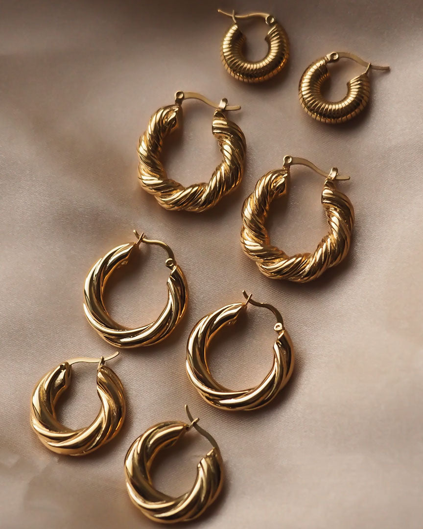 18k Gold Plated - Oria French Hoop Earrings (S,M) - Katherynloche