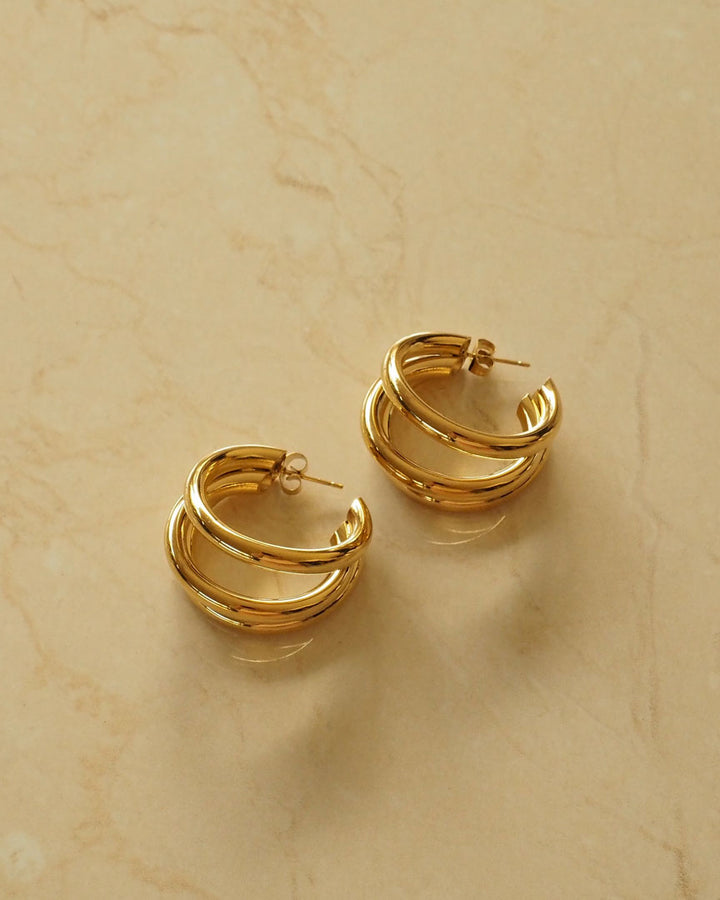 18k Gold Plated - Trio Gold Hoop Earrings - Katherynloche