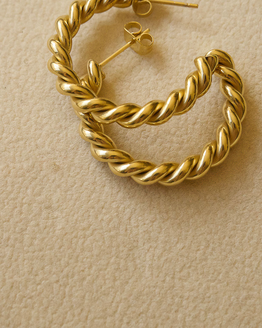 18k Gold plated - Braided Hoop Earrings - Katherynloche