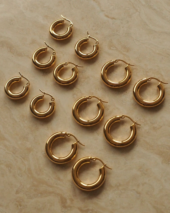 18k gold plated - Janis Gold Hoop Earrings - Katherynloche