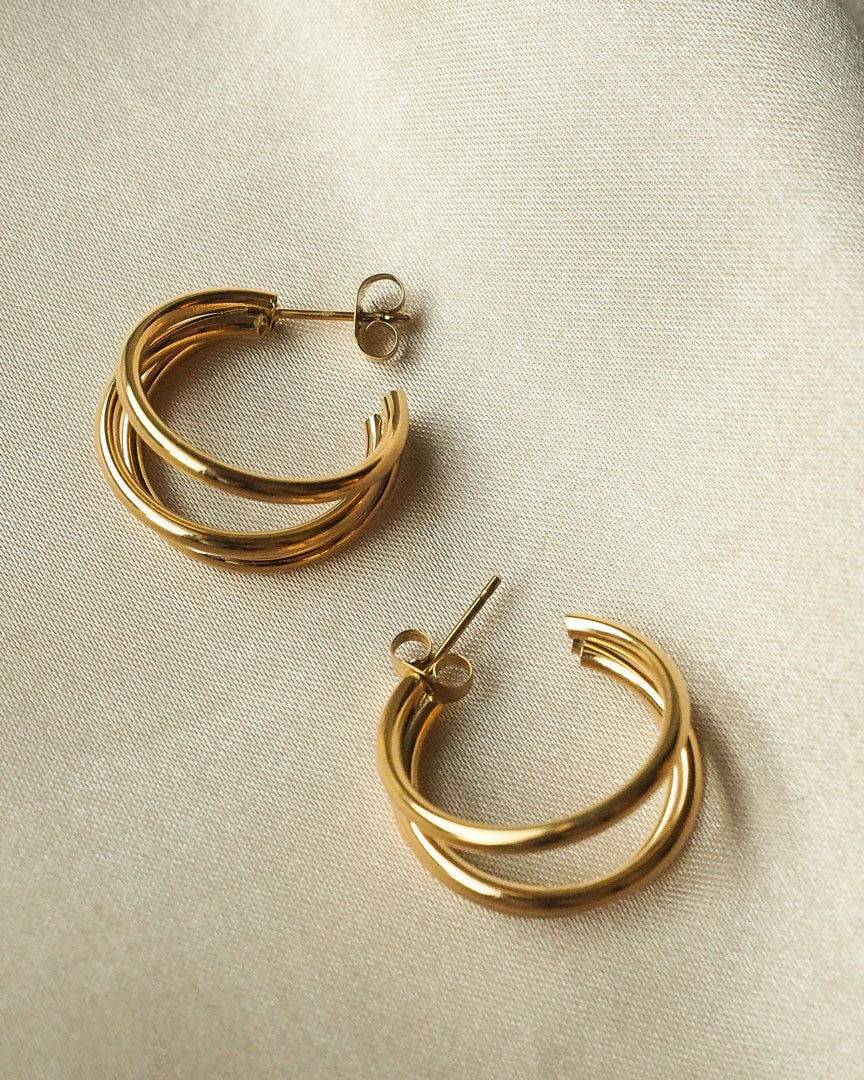 18k Gold Plated - Trio Gold Hoop Earrings - Katherynloche