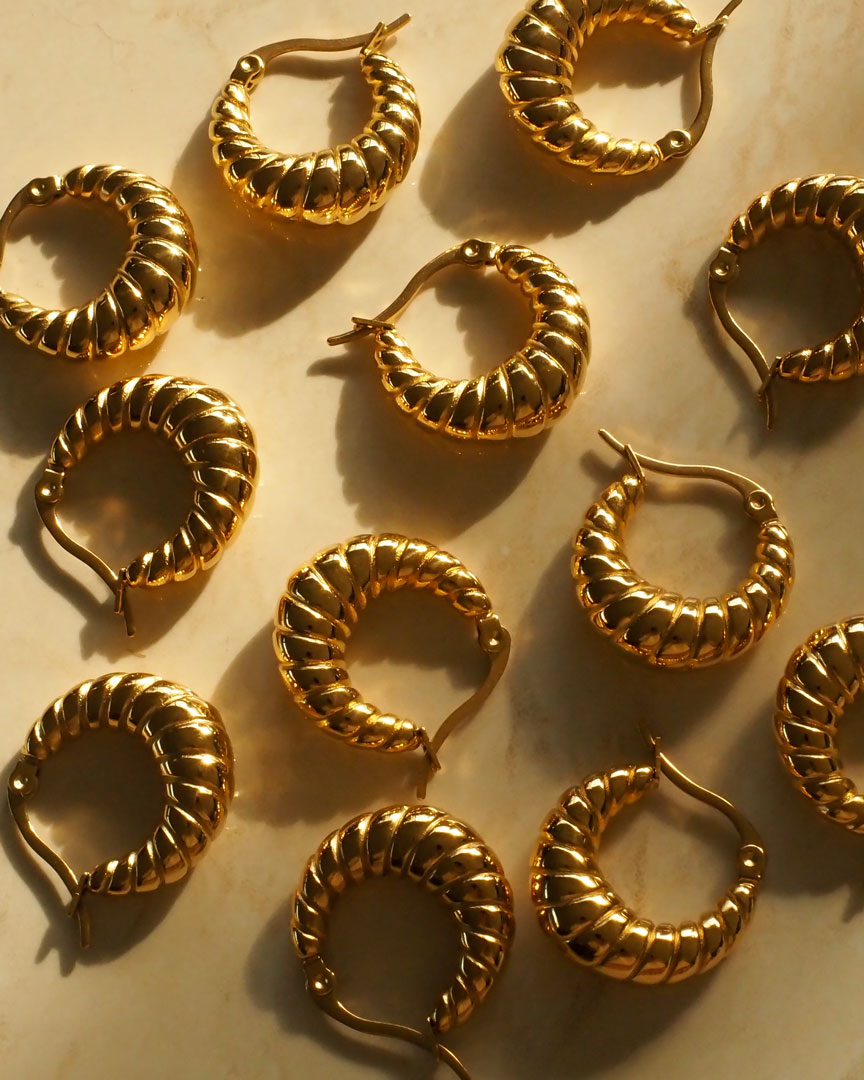 18k Gold Plated - Croissant Hoop Earrings - Katherynloche