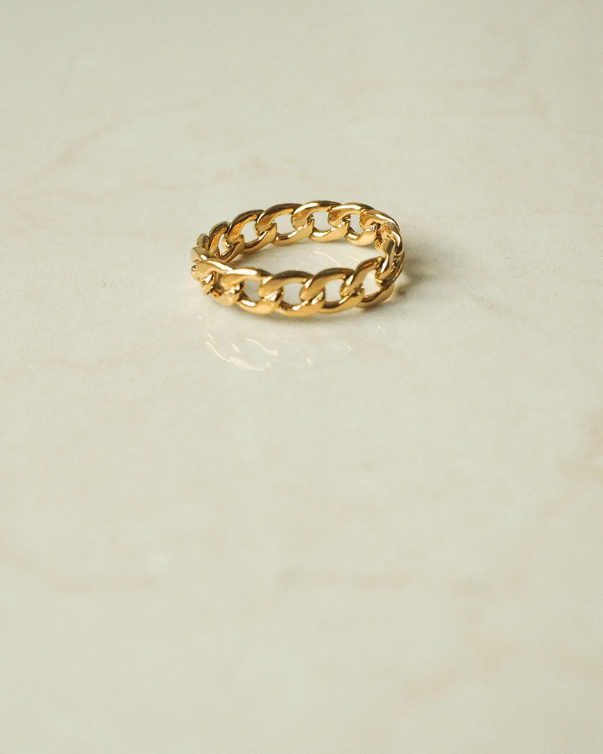 18k Gold plated - Curb Chain Gold Ring - Katherynloche