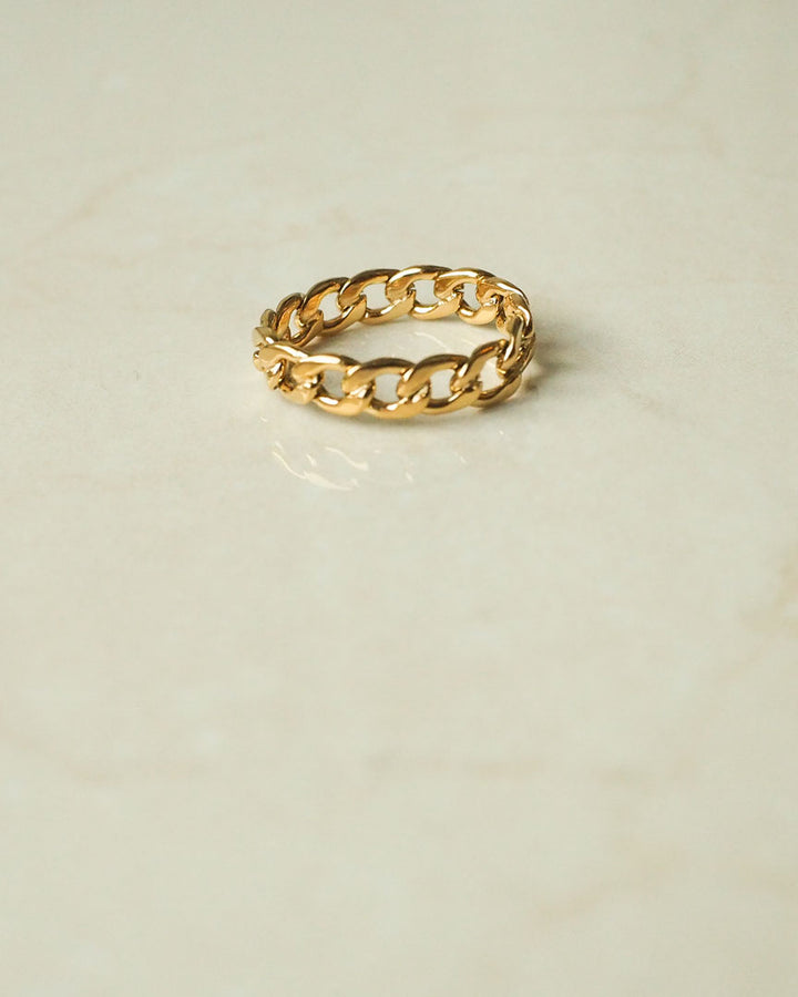 18k Gold plated - Curb Chain Gold Ring - Katherynloche