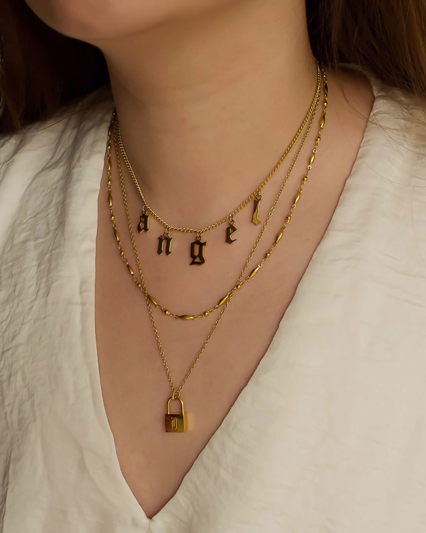 18k gold plated - The MINI CHOKER LETTERDROP Nameplate Personalised Necklace (Made to Order) - Katherynloche