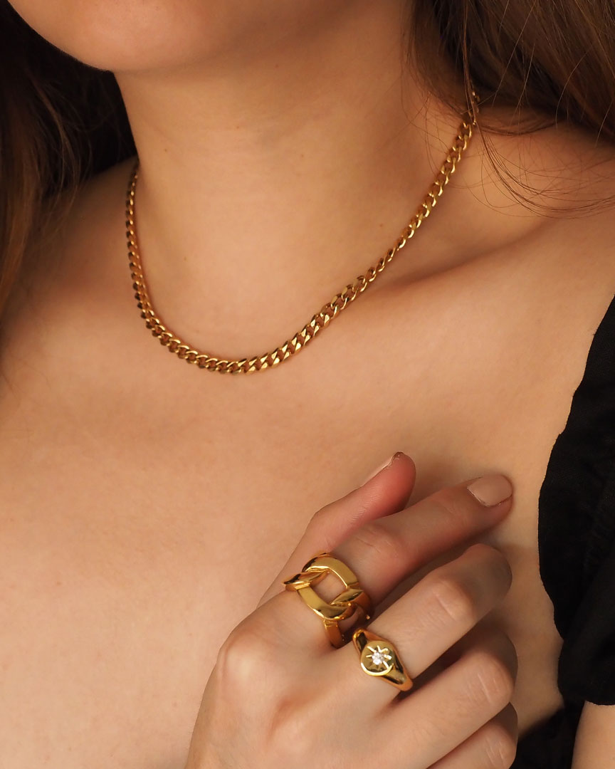 18K gold plated - Slim Link Chain Necklace - Katherynloche