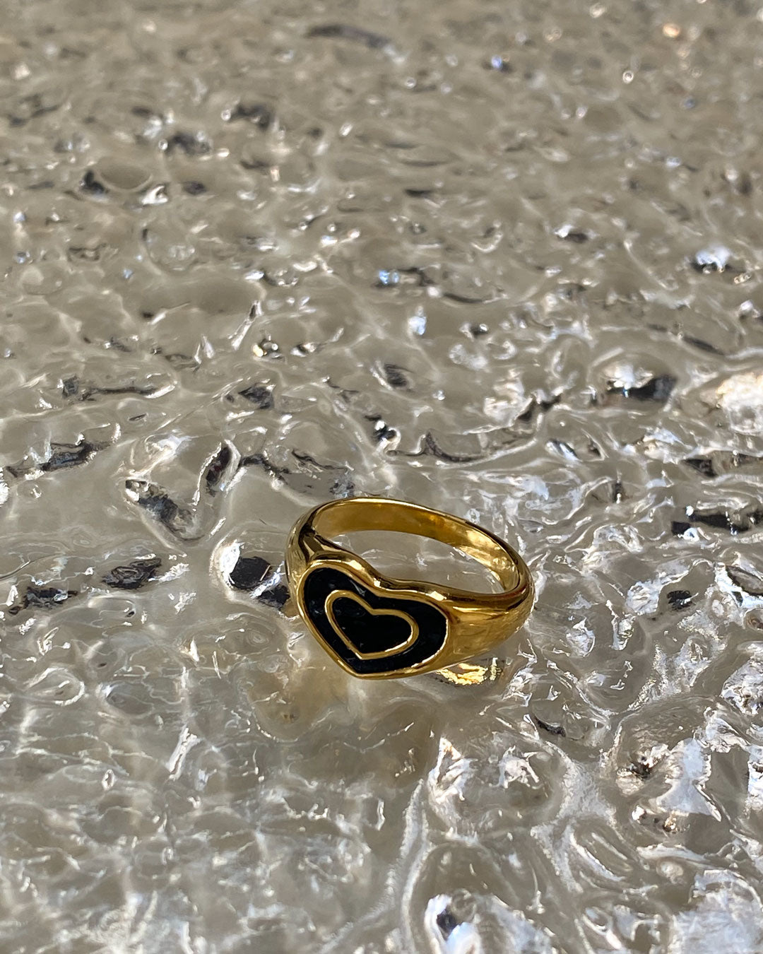 18k gold plated - Heart Signet ring - Katherynloche