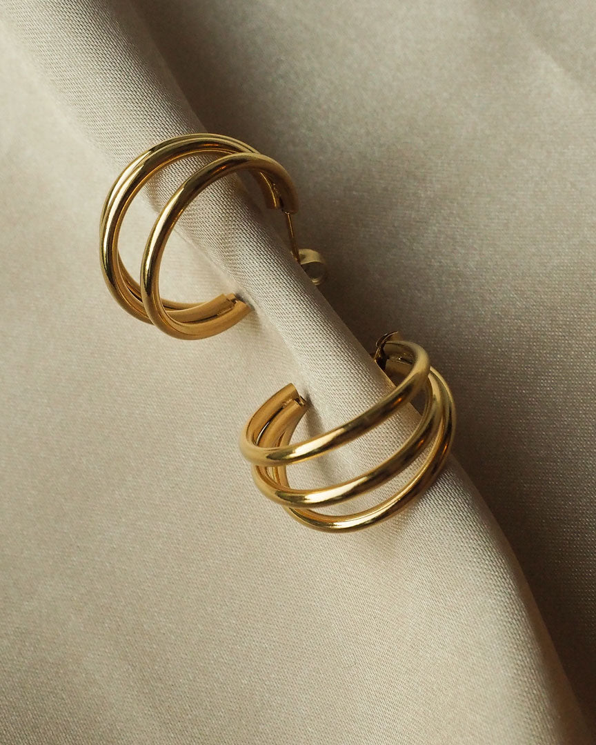 18k Gold Plated - Trio Gold Hoop Earrings - Katherynloche