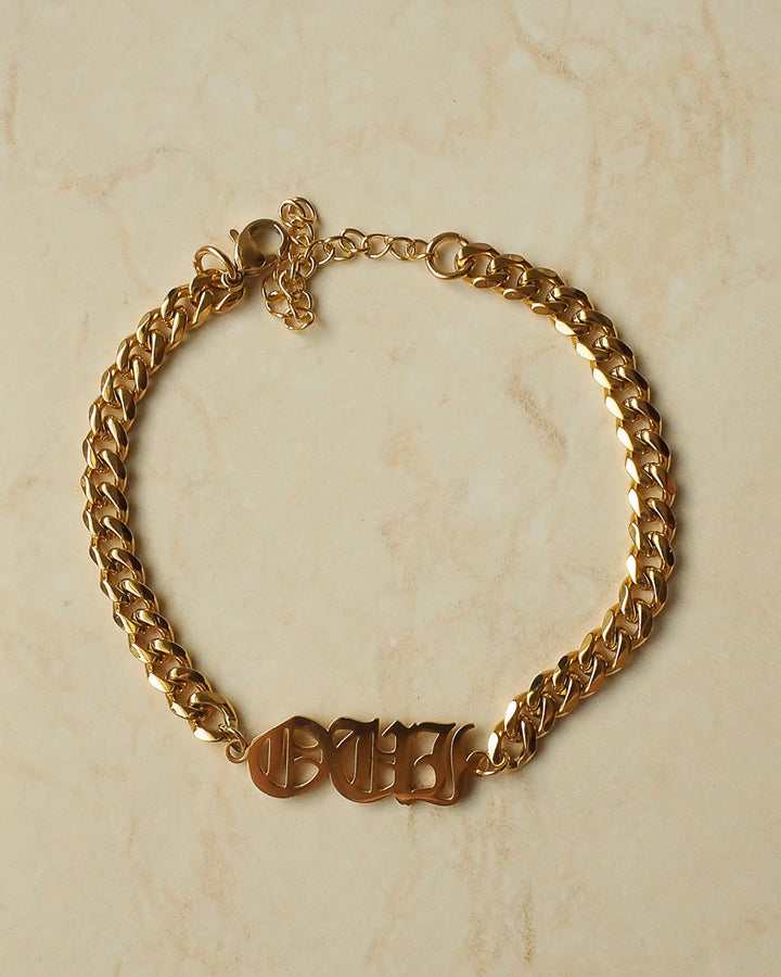 18k gold plated -  The Nameplate Personalised Bracelet (Made to Order) - Katherynloche