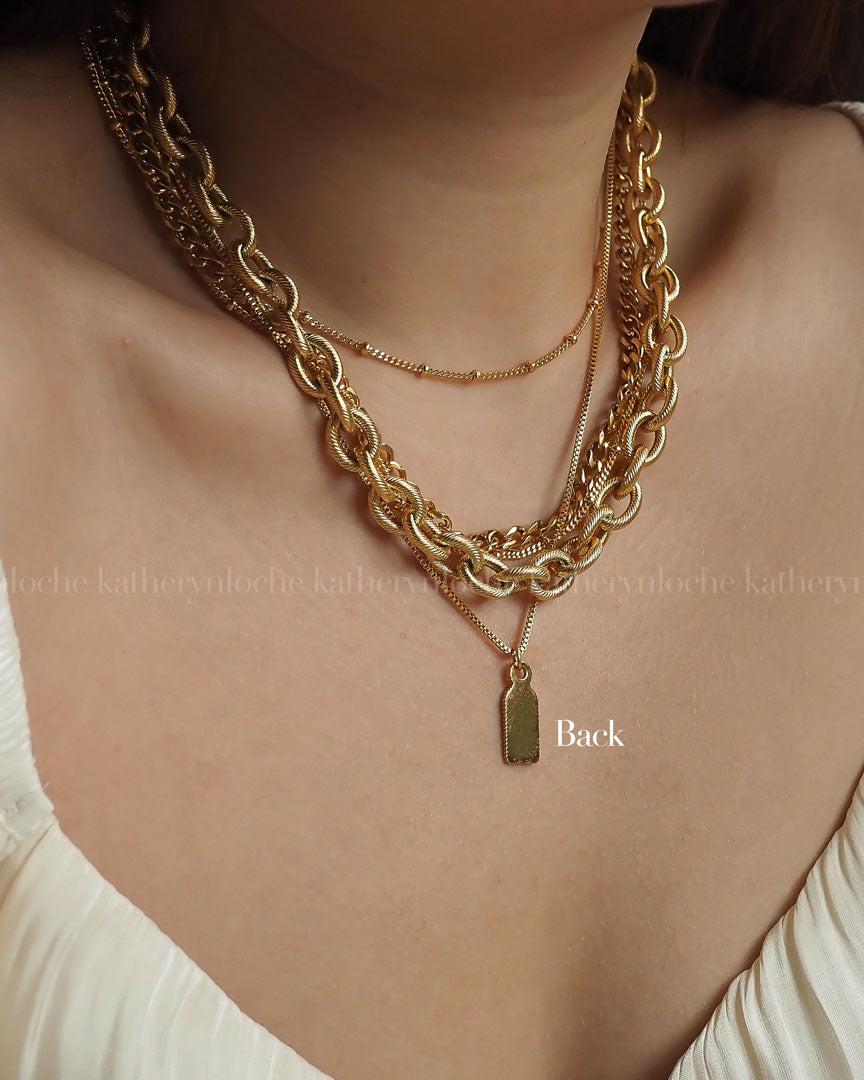 18k Gold Plated - Old English Personalised Gold Tag Necklace - Katherynloche