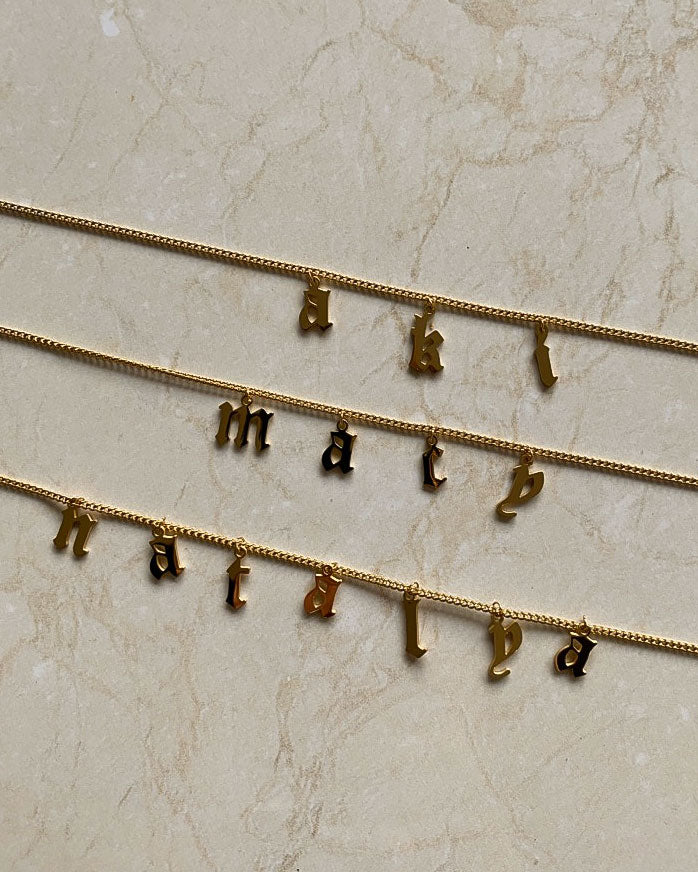 18k gold plated - The MINI CHOKER LETTERDROP Nameplate Personalised Necklace (Made to Order) - Katherynloche