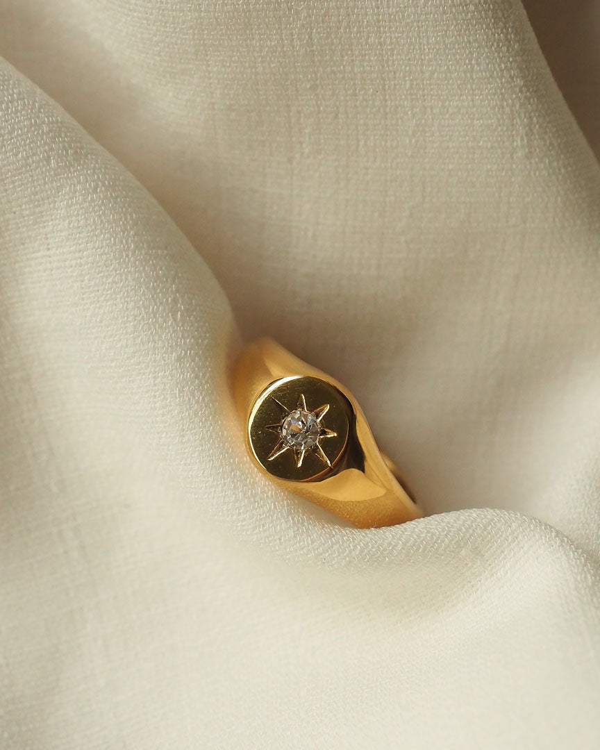 18k Gold Plated - Vega Signet Ring - Katherynloche