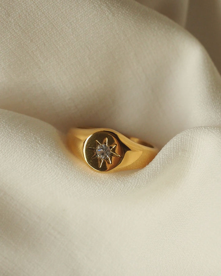 18k Gold Plated - Vega Signet Ring - Katherynloche